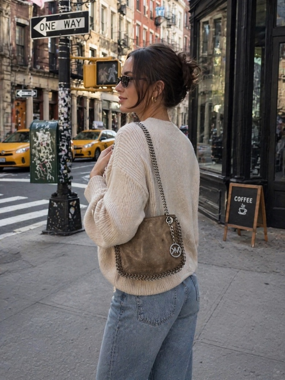 Michael Kors Shimmering Taupe Chain-Strap Shoulder Bag
